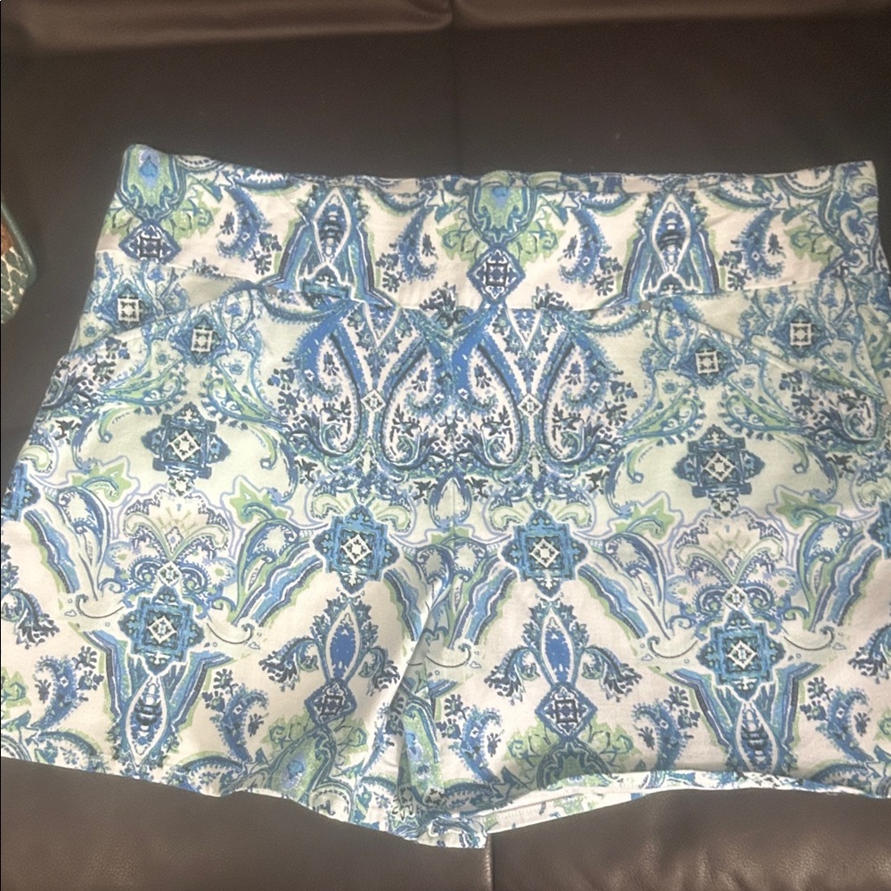 INC International Concepts Blue and Green Paisley Skort Shorts